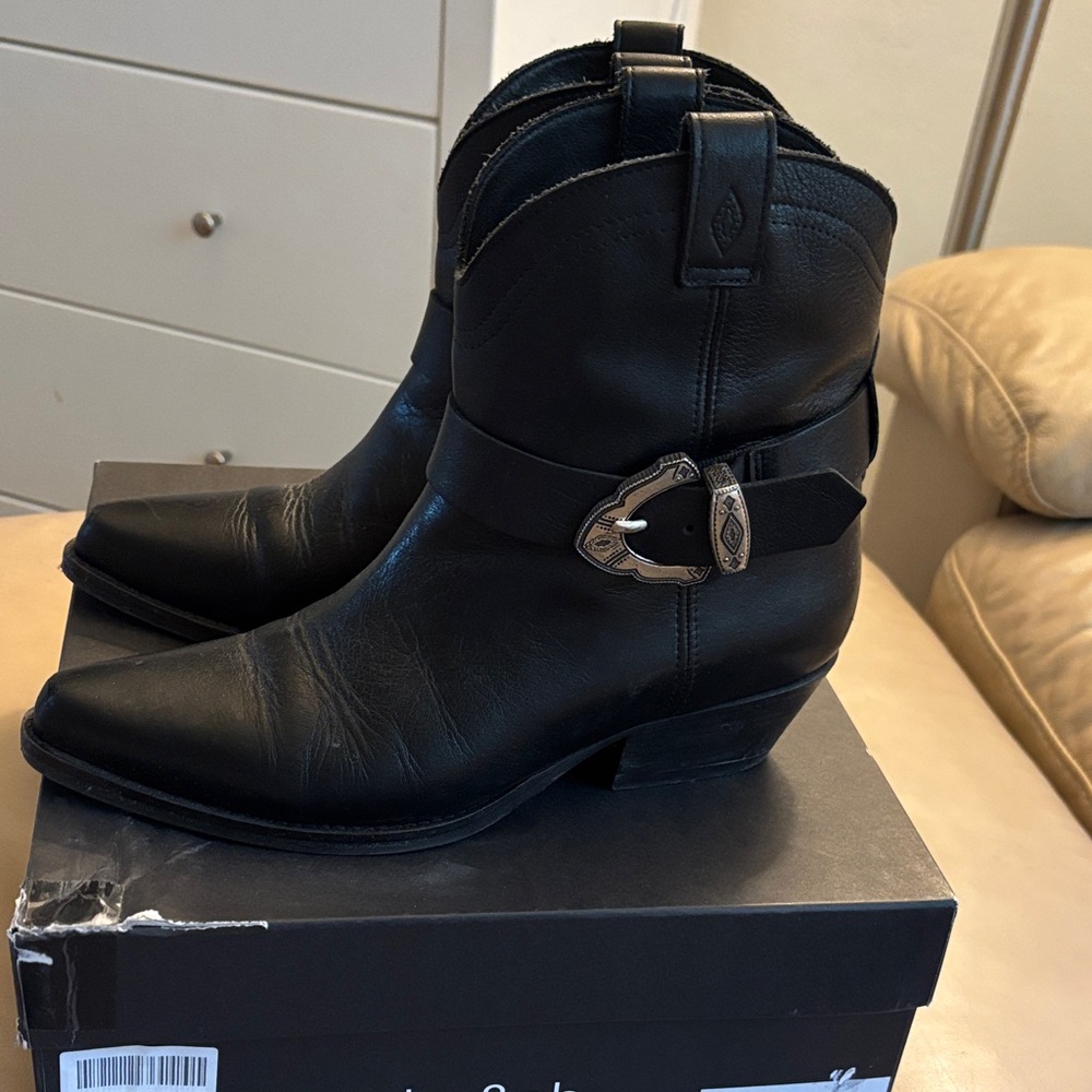 ba&sh Black Leather Ankle Boots